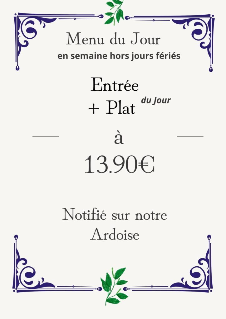 menu du jour de la brasserie o' 2 saisons