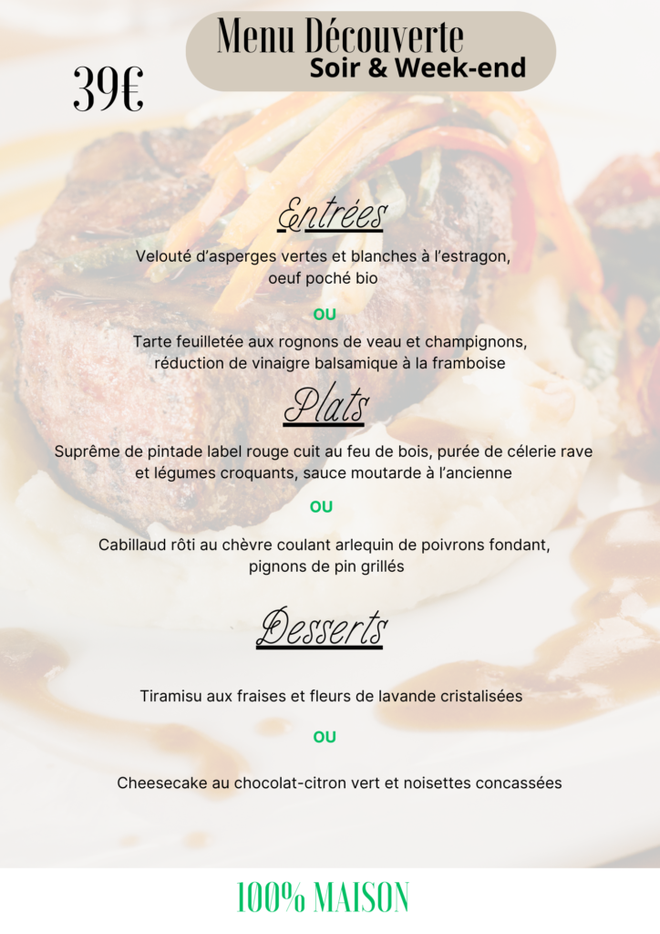 menu à 39€ restaurant alès